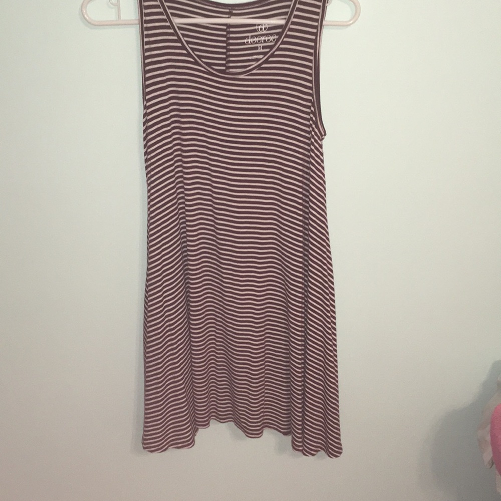 Burgundy striped tank top swing dress